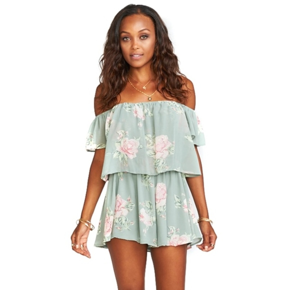 Sweetheart Sage Dixie Romper (S) EUC